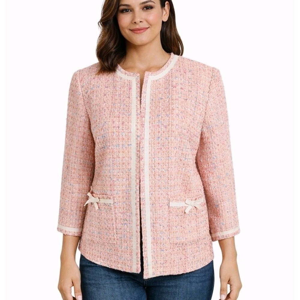 Vtg 80s PATCHINGTON Size 8 Petite Pink Boucle Tweed Easter‎ Church Dinner Jacket
